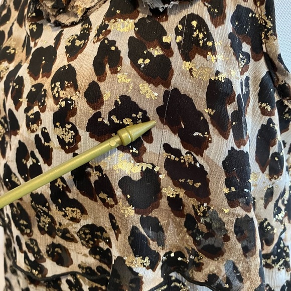 BCX Womens Animal Print Tank Top, Size Large, Tiered, Sheer, Black/Tan/Gold - Picture 5 of 7